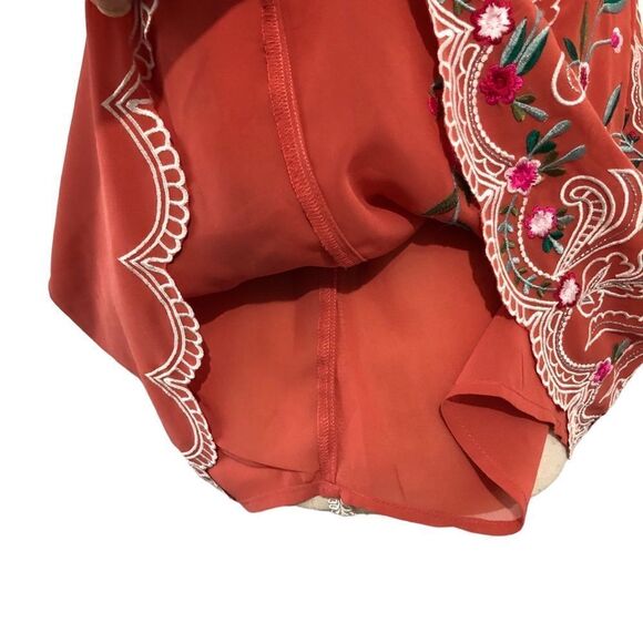 Soft Surroundings Embroidered Peasant Top - Color Brick Size Medium - Picture 5 of 12